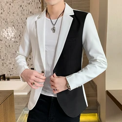 Men's Slim Fit Blazer High-Quality Autumn Fashion Handsome Match Color Business Casual Korean Suit Costume Croisé