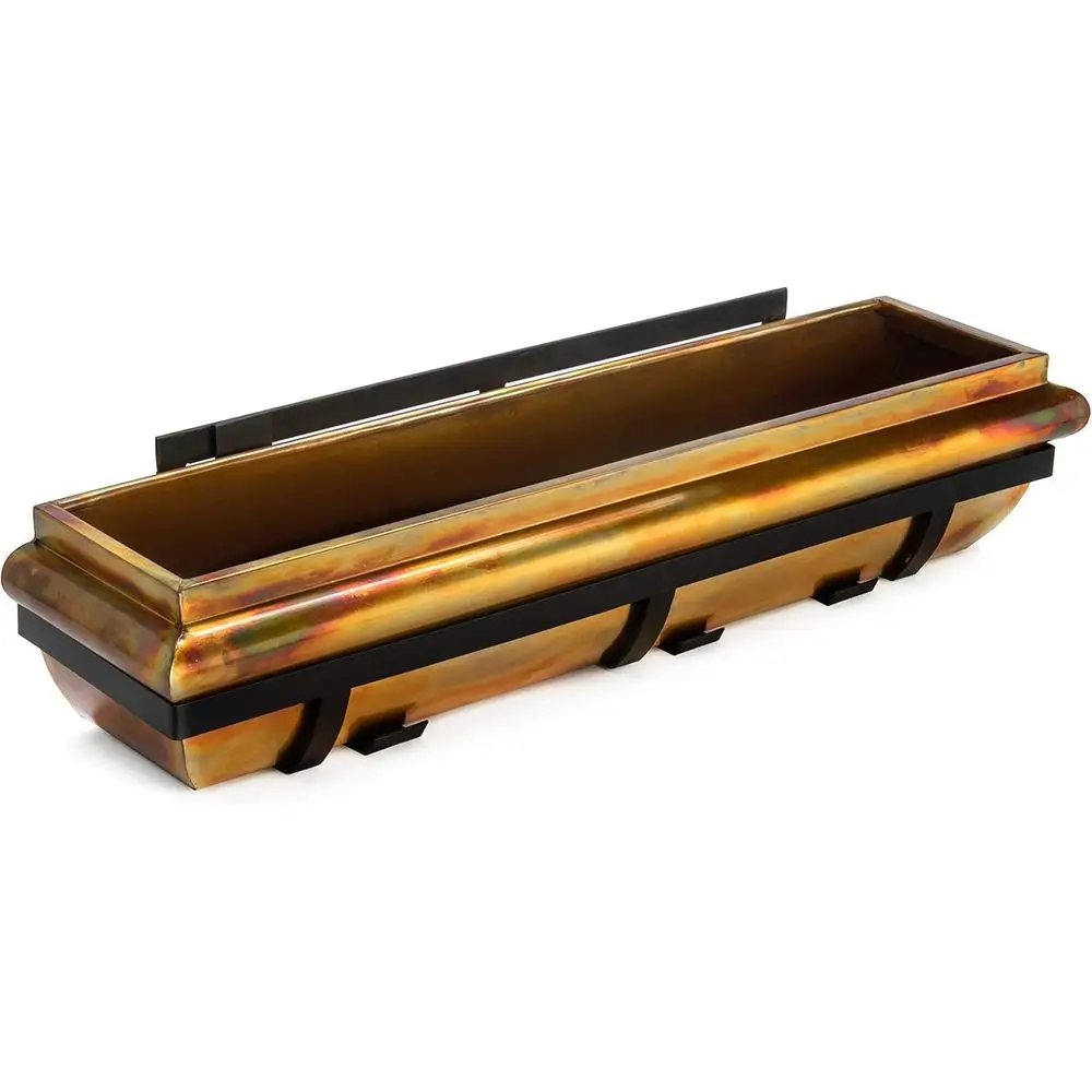 Window Box Lower Planter 36 Rustic Copper & Mounting Brackets | Outdoor Rectangular Plant Container with Drainage - Handcrafted