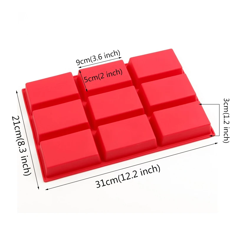 Silicone Baking Mold 9 Cavity Mini Loaf Pan Browine Cake Mold Rectangle Cornbread Muffin Baking Pan French Toast Chocolate Mould