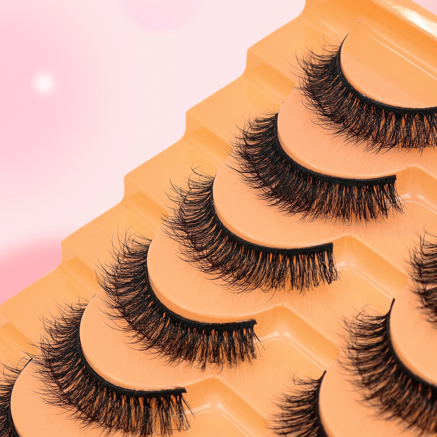 Pluizige valse wimpers 10 paar Russische strip nepwimper Natuurlijke wimperstrips Wimpers Pack D Krul Korte wimpers Natuurlijke uitstraling