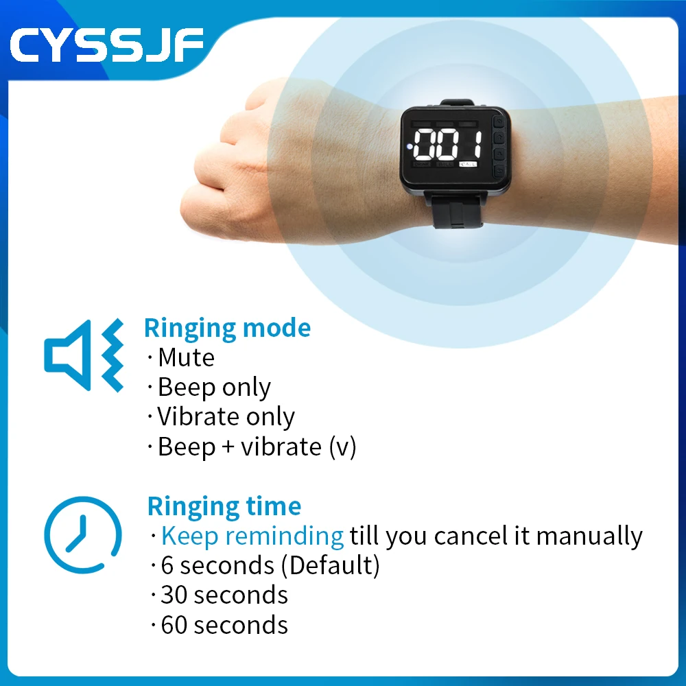 Ycall Caregiver Pager Wireless SOS Watches Call Button for Home Elderly Monitoring Patient Disabled Hospital Nurse Alert System