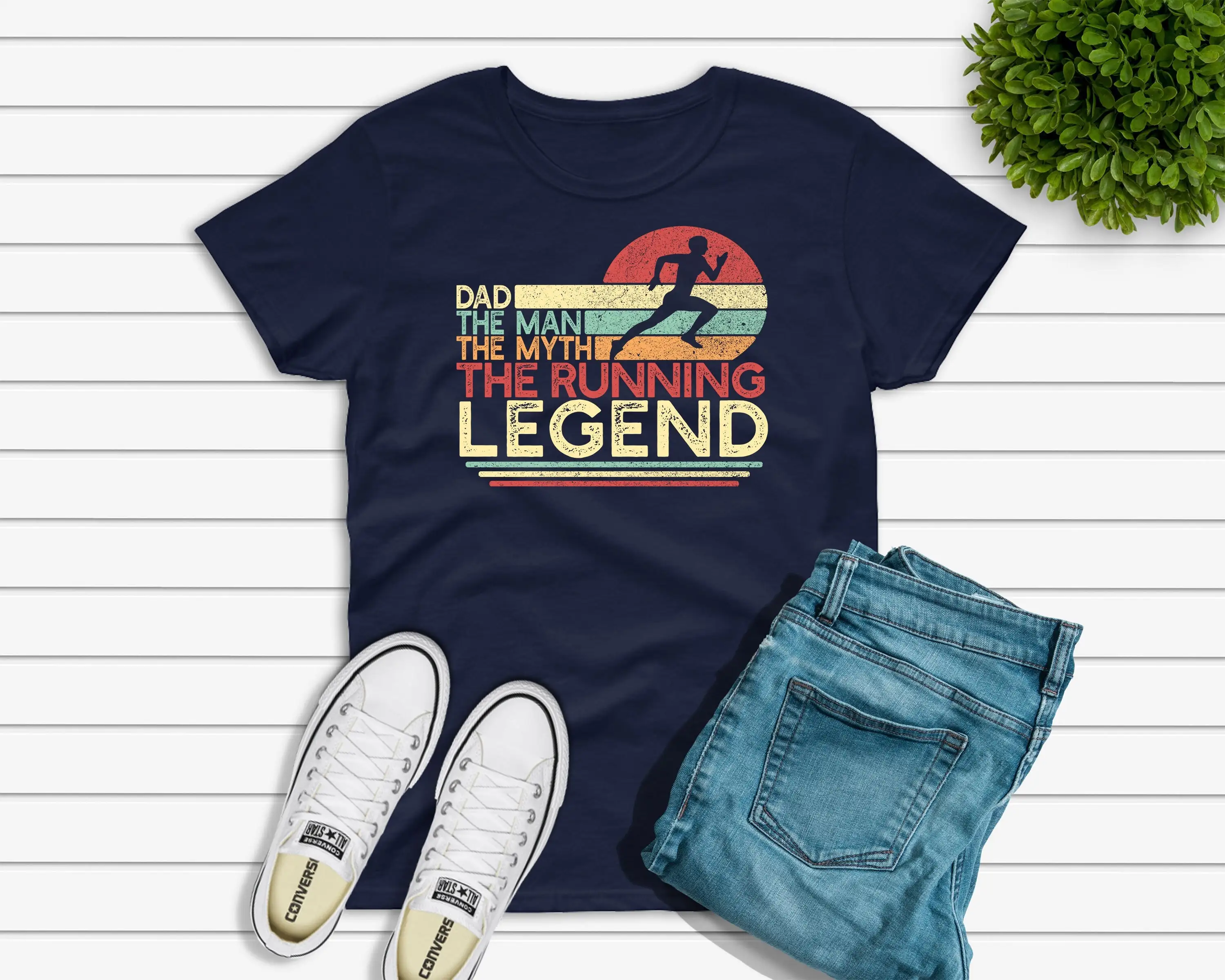 Dad The Man Myth Running Legend T Shirt Men Vintage Runner Father'S Day For Marathon Run Lover