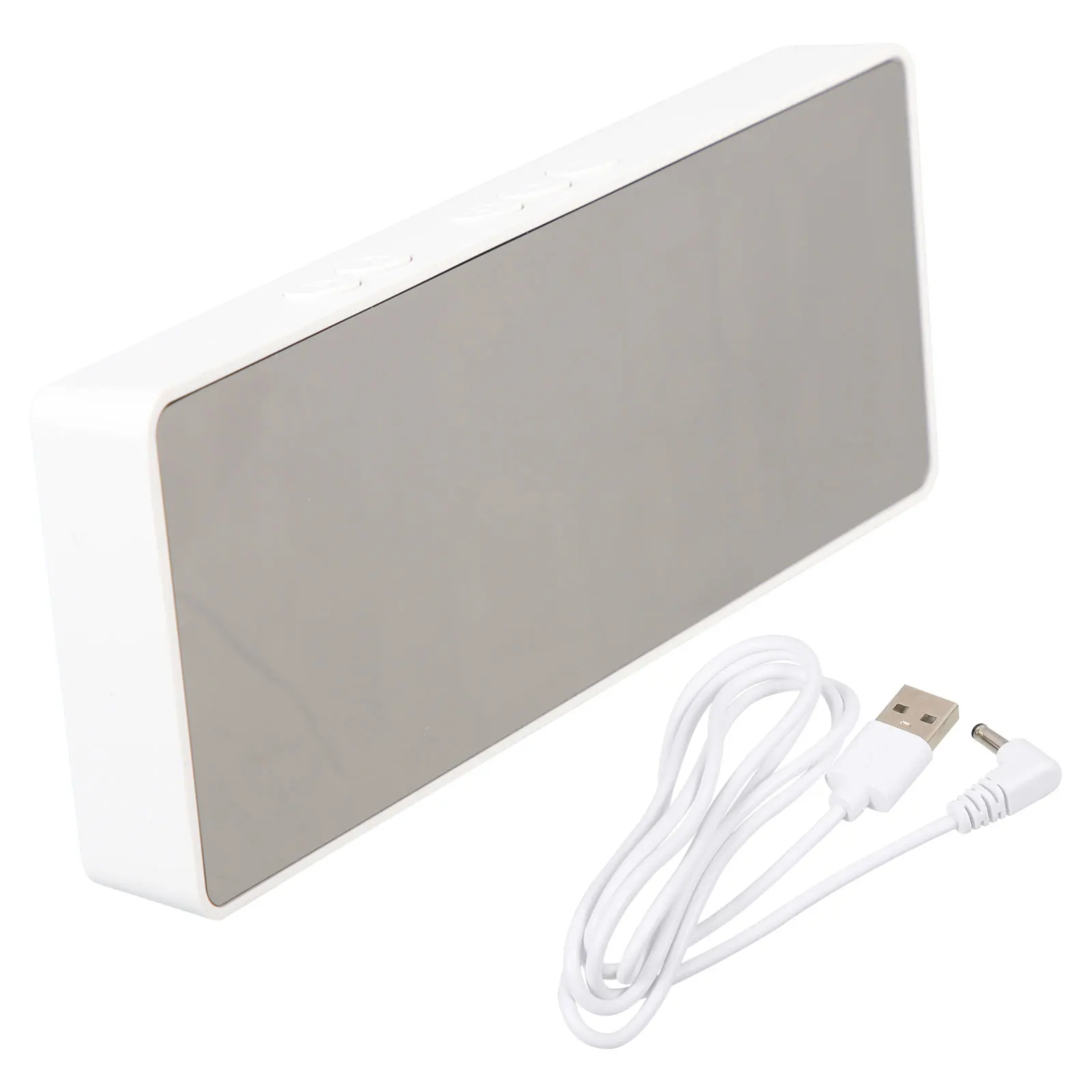 

Digital Alarm Clock Kids White Plastic Travel Desk Large Screen Temp Display Home Decor Multi Function