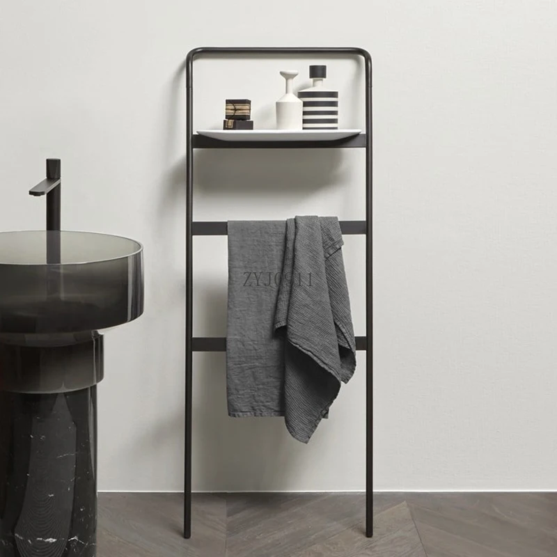 No punching vertical pure copper white towel rack bathroom simple black movable