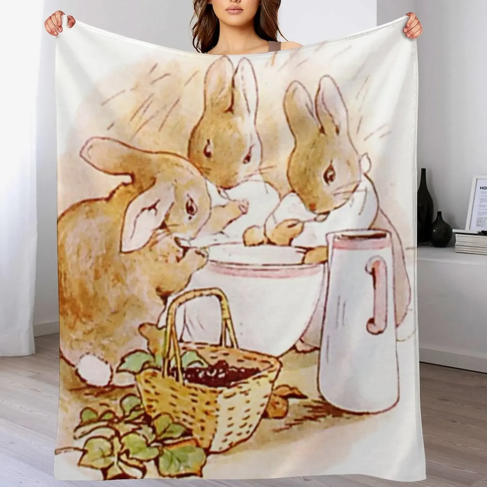 

Flopsy, Mopsy and Cottontail Throw Blanket Decorative Sofas Personalized Gift Single Hair Blankets