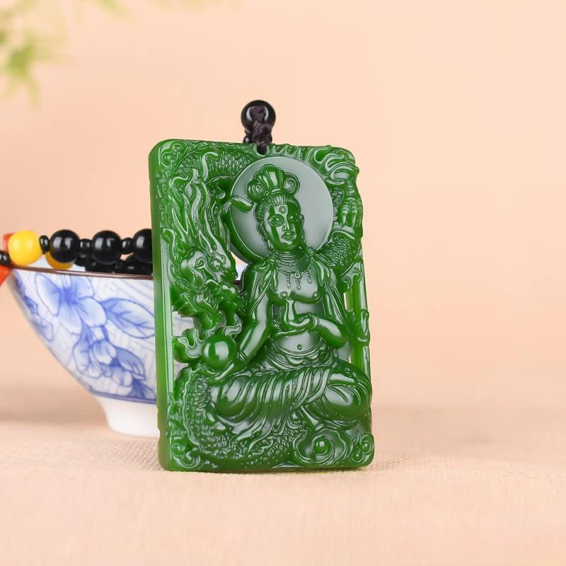 Dragon Subduing Guanyin Pendant Men's and Women's Jade Pendant