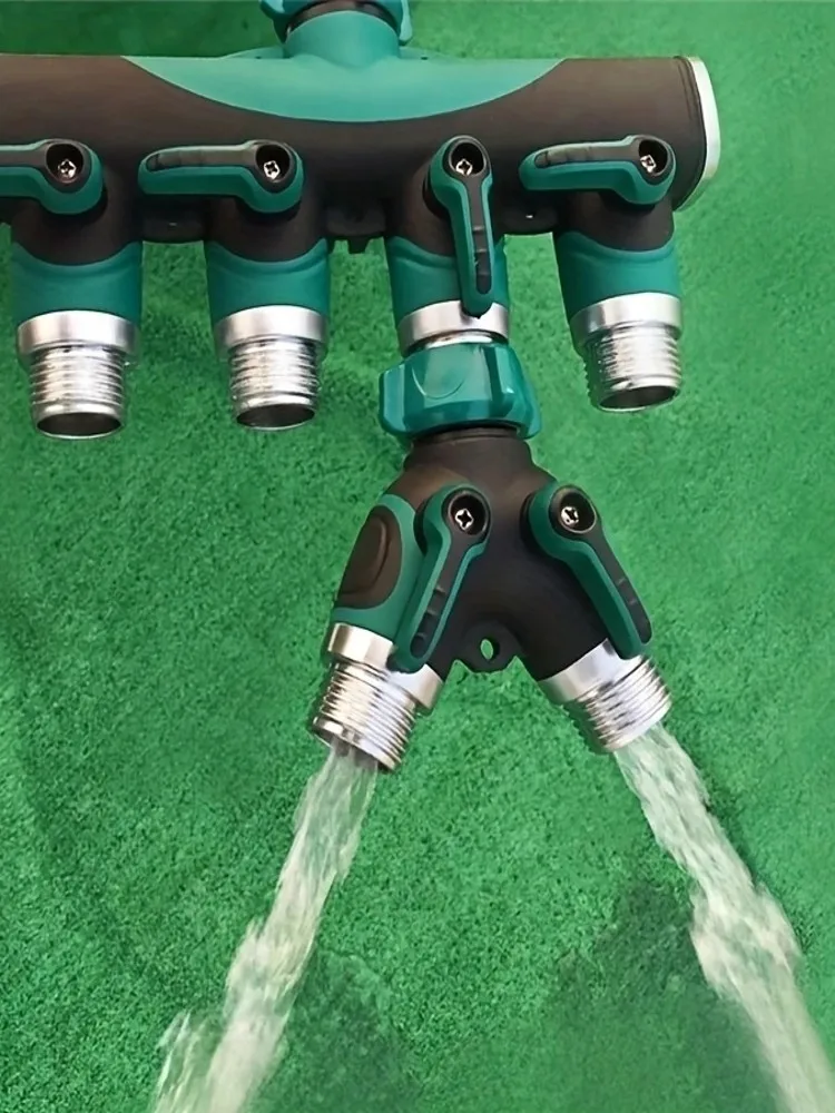 3/4" 4-Wege-2-Wege-Schlauchanschluss Splitter Garten Wasser Splitter Wasserhahn Adapter Schlauch Absperrventil für Hausgarten – Detail 1