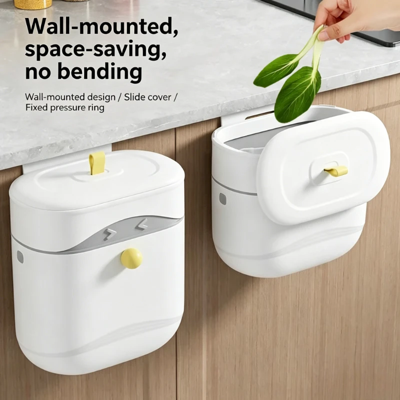 Hängender Mülleimer für Badezimmer, schmaler Abfalleimer für Küchenspüle, Schranktür, wandmontierter Mülleimer, Recycling-Mülleimer mit Deckel