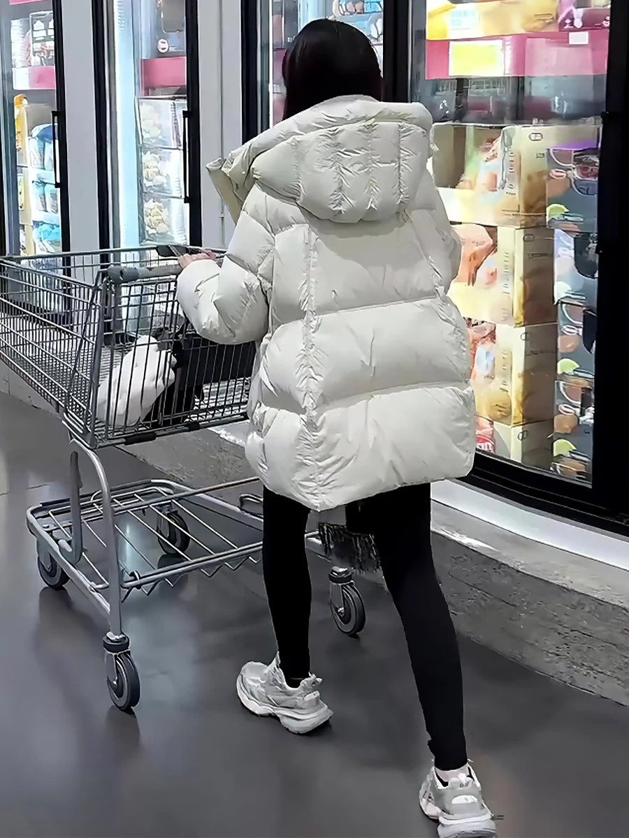 Abrigo de invierno Jaet acolchado de plumón blanco con capucha para mujer, cálido, Sli, dulce, longitud Regular, sin marca