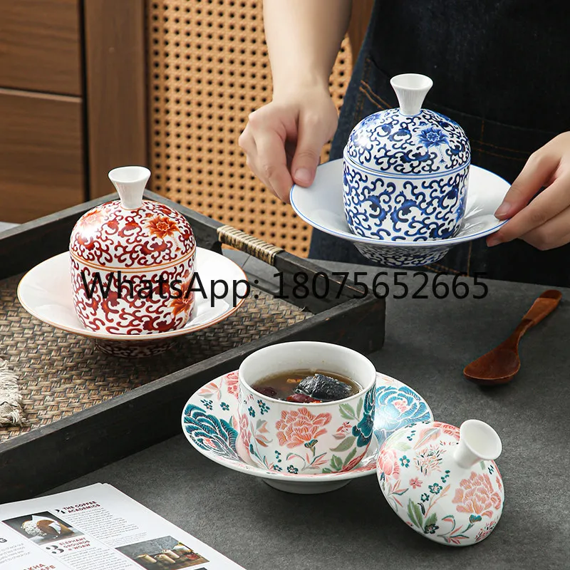 Ceramic water-proof stew cup with lid Buddha Jumps Over the Wall soup cup Hotel special seat on household tableware