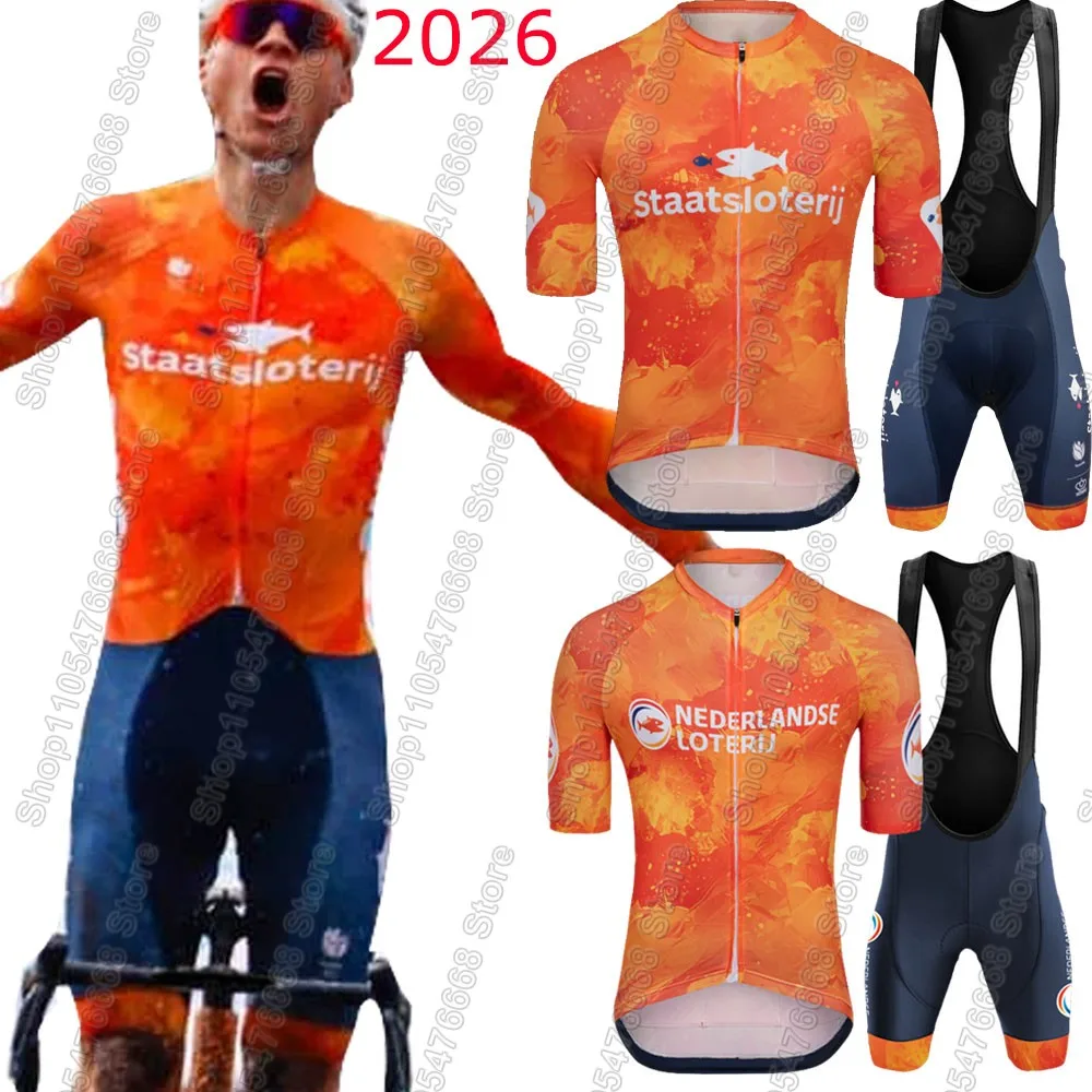 

Netherlands Cycling Jersey 2026 Set Dutch National Team Cycling Clothing Mathieu van der Poel Road Bike Shirt Suit Bib Shorts