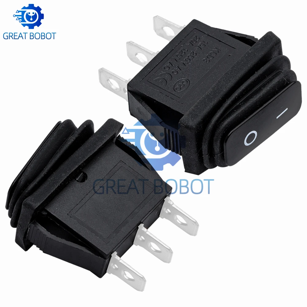 IP67 Waterproof KCD3 Rocker Switch 3-Pin 20A LED Light 12V 220V Toggle Switch for Marine Boat Car