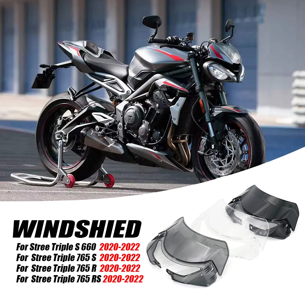 

Motorcycle Windshield Windscreen Athletic Wind Deflector For Street Triple 765S 765RS 765R S660 S 660 2020 2021 2022