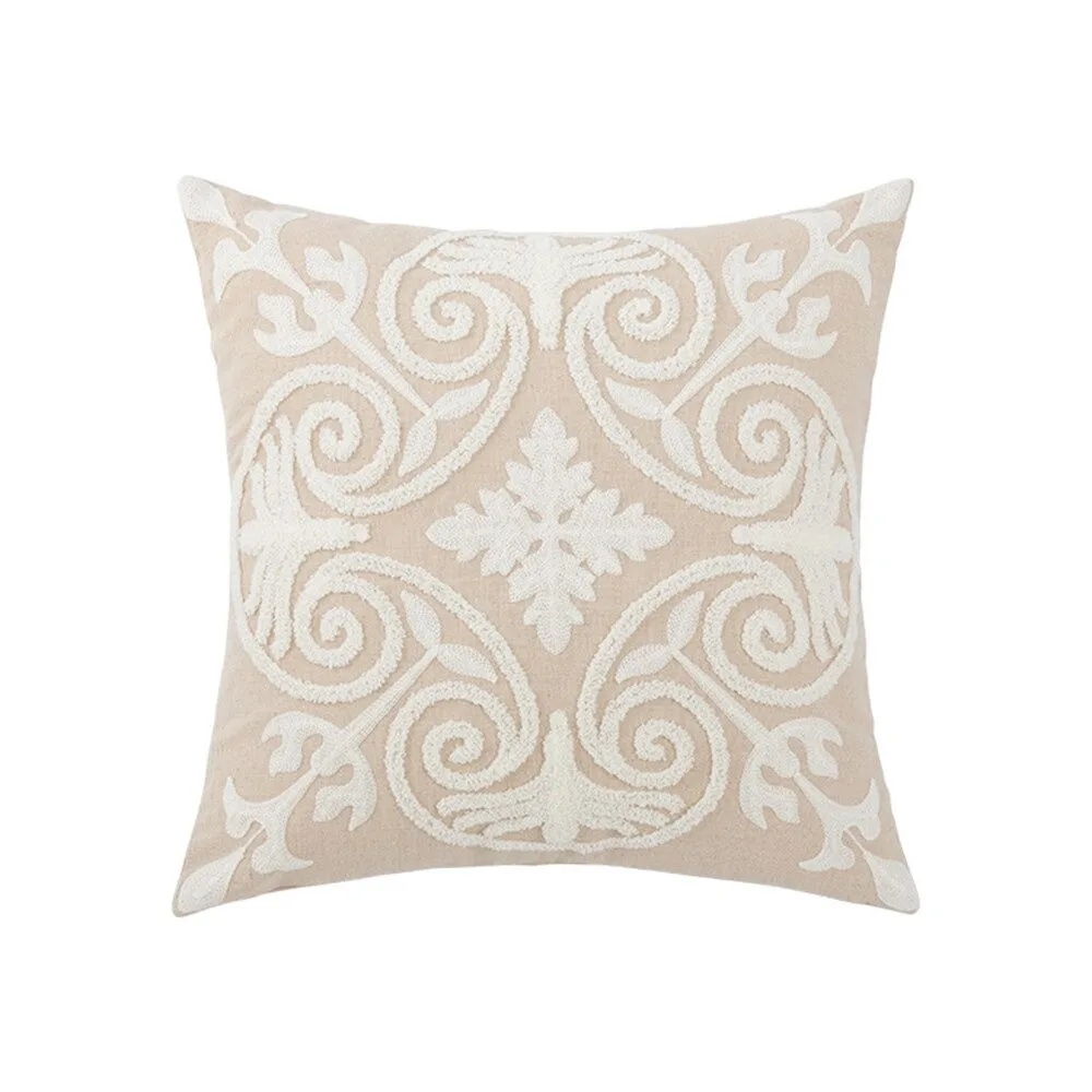 CIFBUY Luxurious Modern Embroidery Cushion Cover 18x18 Inch Nordic Geometric Decorative Throw Pillowcase for Living Room Sofa