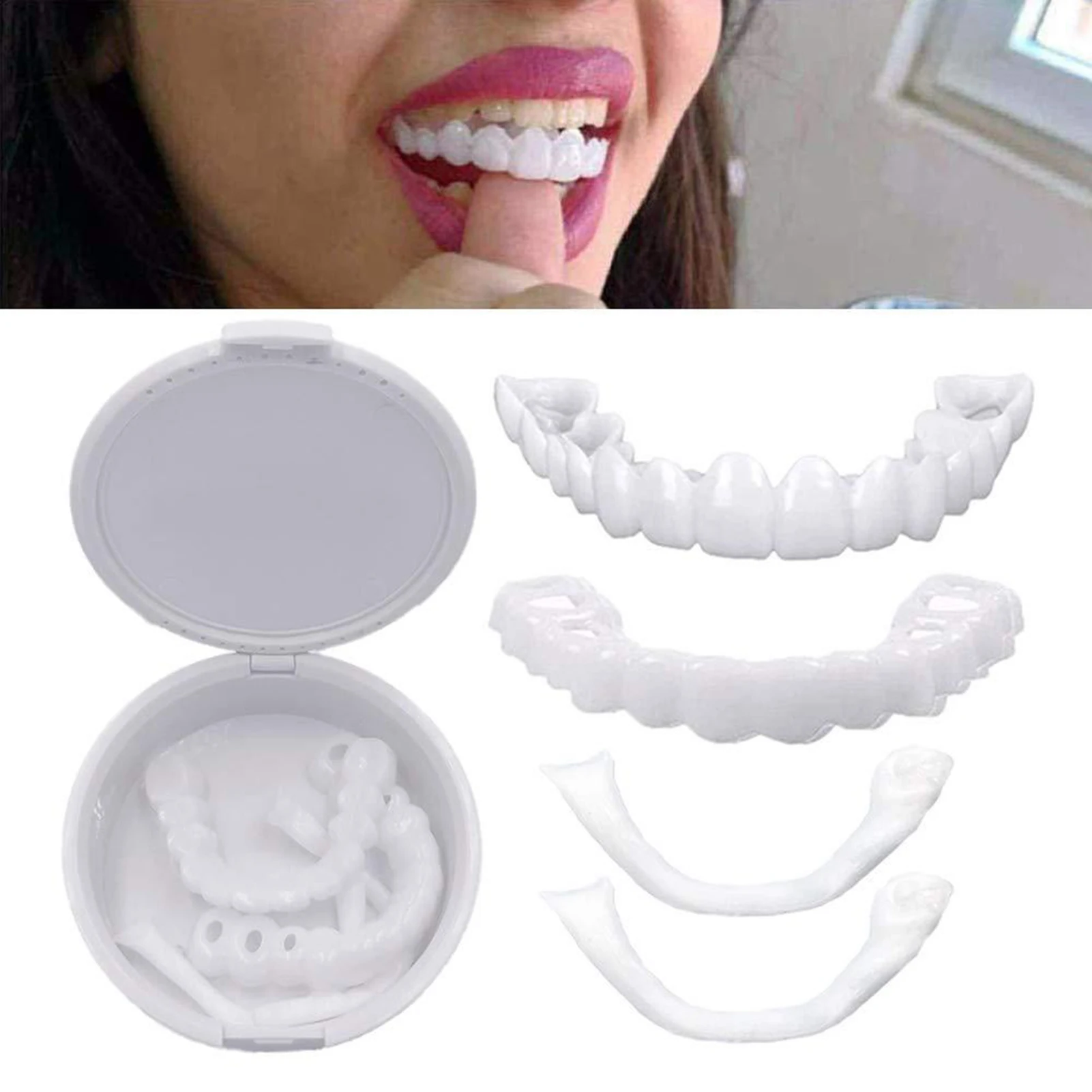 Whitening Silicon Teeth Veneers False Shade Simulation Braces Denture for Women Men Children