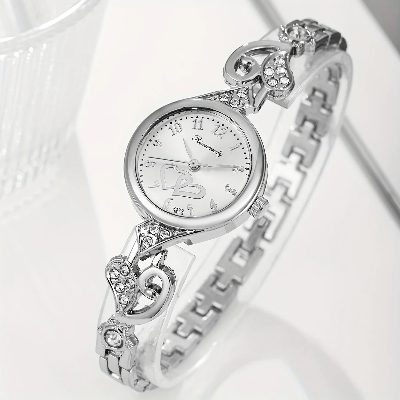 1/3PCS Elegant Women Quartz Watch Fashion Rhinestone Hearts Bracelet Band Ladies Wristwatch Reloj Mujer（Without Box）