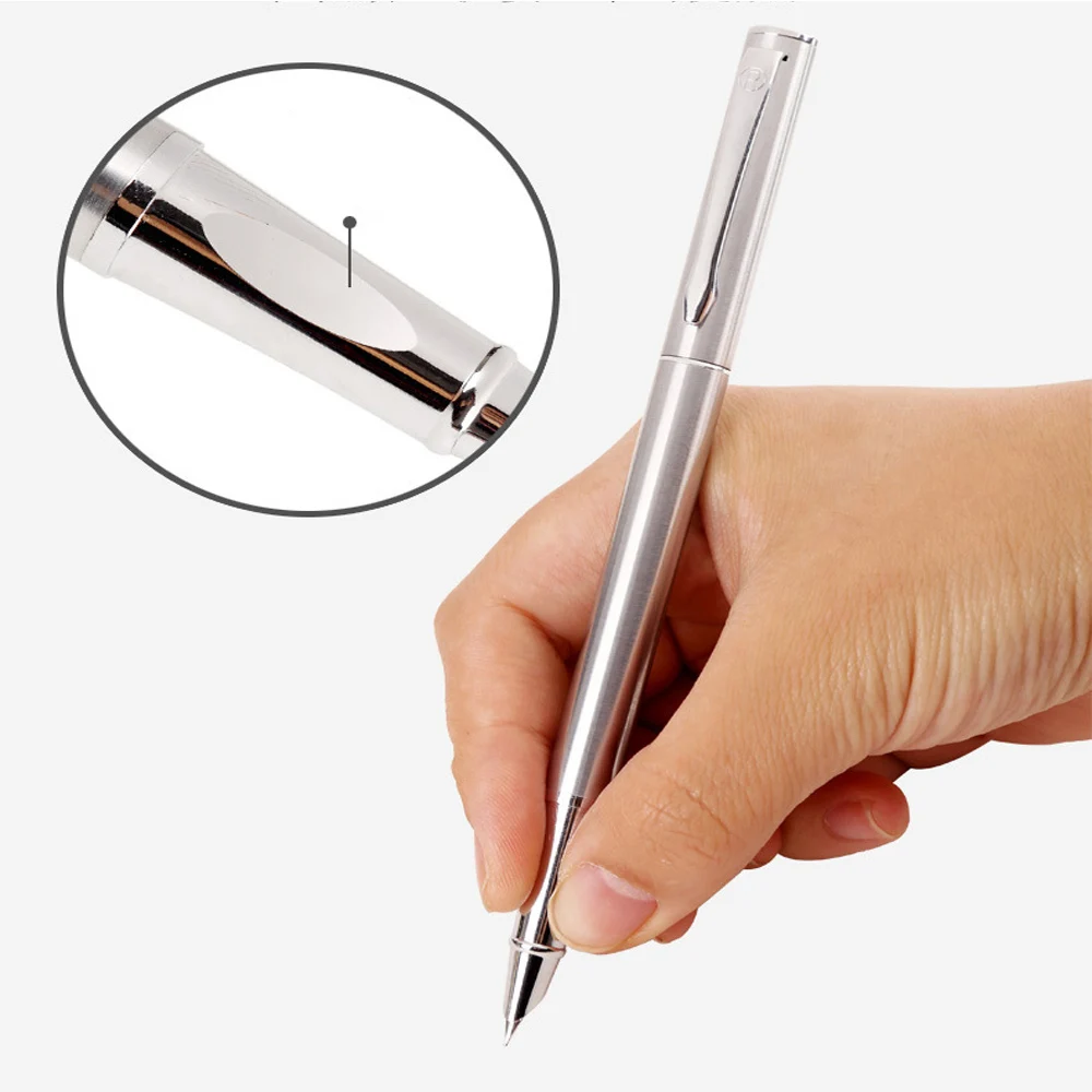 1PCS Luxury Fountain Pen Classic Business Office Writing Pen 0.5mm Fine Nib Metal Ink Pen Gift Custom Logo Refillable Cartridge