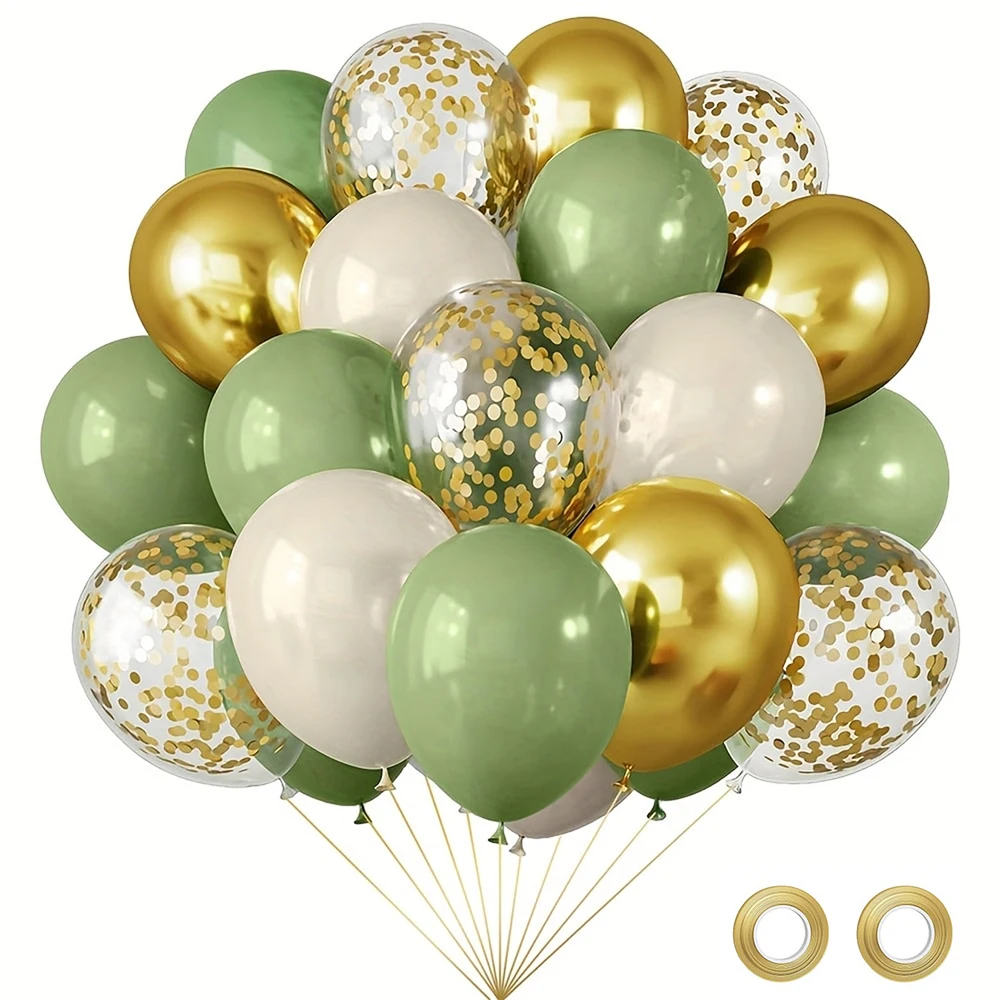 Retro Olive Green Balloons Kit White Confetti Balloon Party Decoration Balloon Birthday Party Wedding Important Festival Decorat