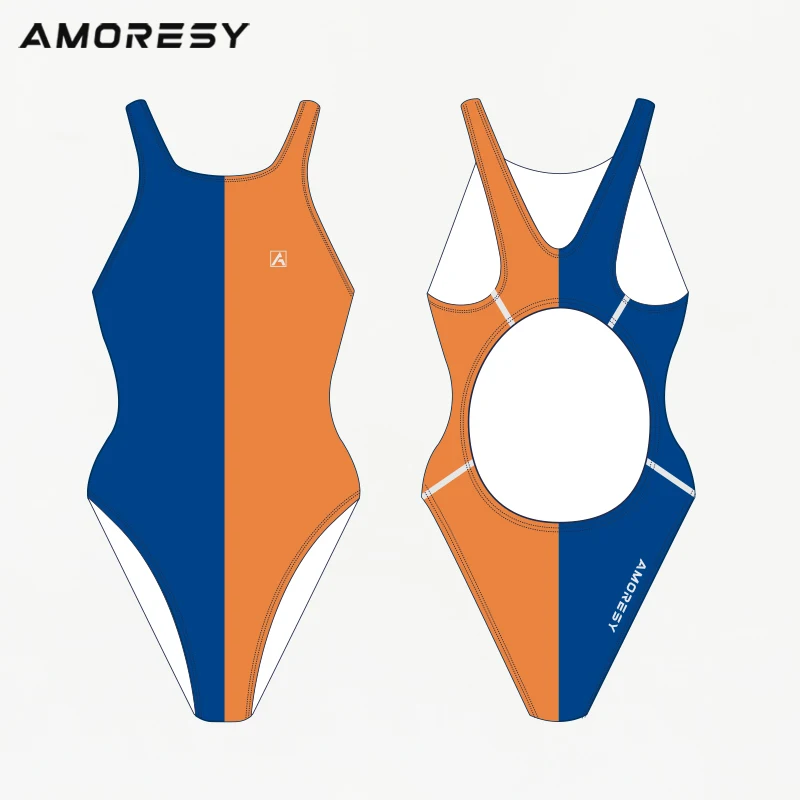 AMORESY Aphrodite series high-brightness shiny symmetrical color sexy one-piece hot spring surfing holiday competitive swimsuit