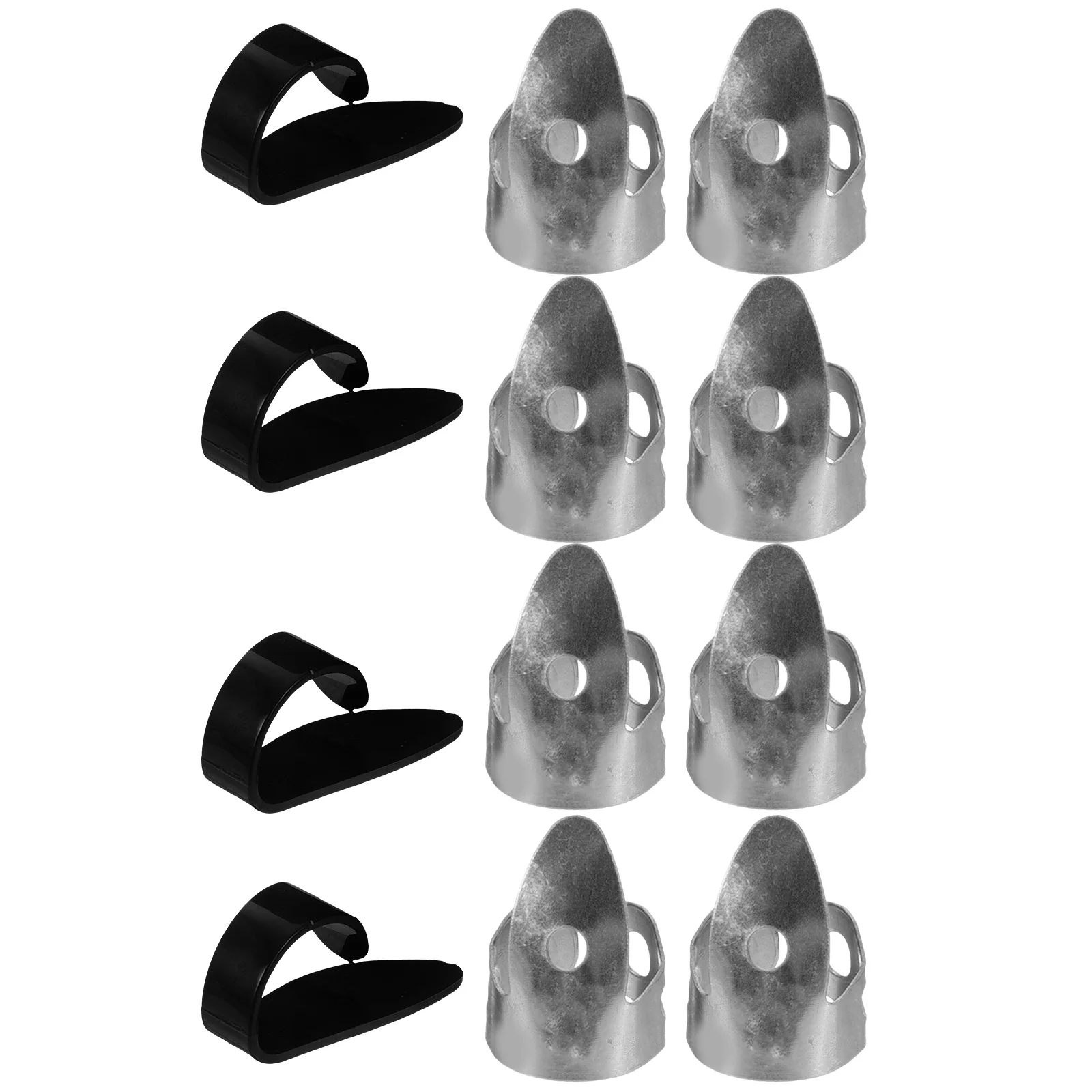 

12pcs Guitar Finger Picks Thumb Caps Metal Electric Bass Ukulele Picks Black Silver Durable Reusable Lightweight Storage Fits