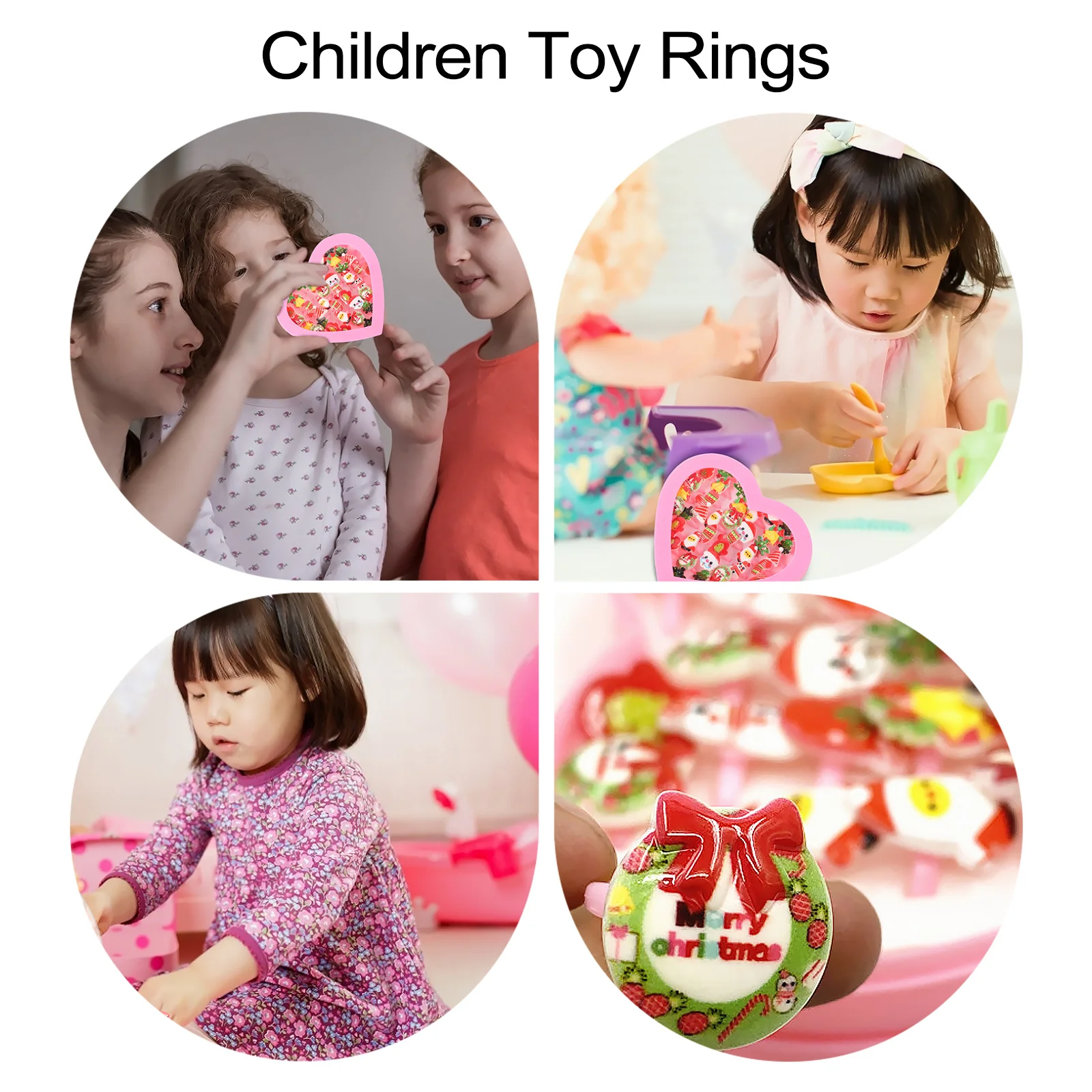 36Pcs Xmas Kids Rings Plastic Christmas Gift Set Fashion Design Durable Comfortable Easy Carry Multiple Styles 12345