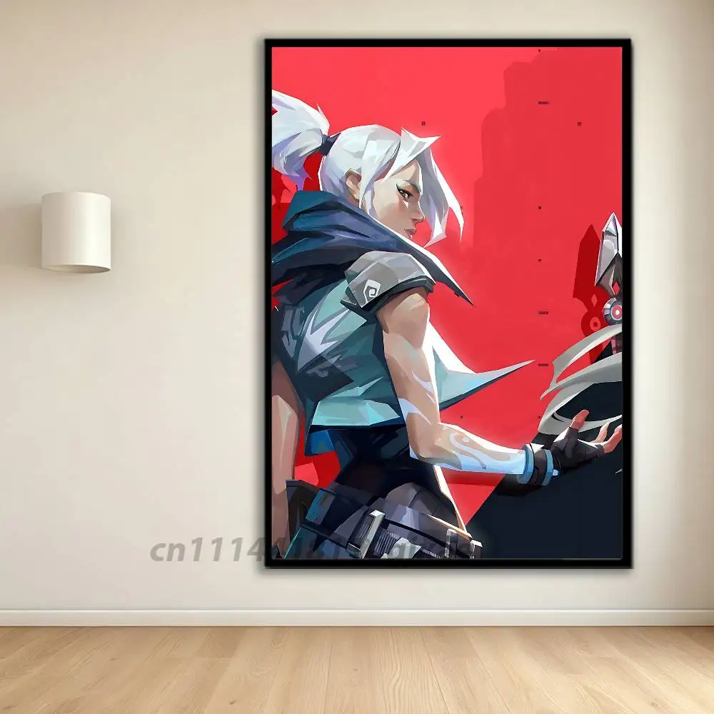 V-Valorants Cool Jett Game Classic Wall Art Canvas Print Poster Suitable for Home Living Room Decoration Painting