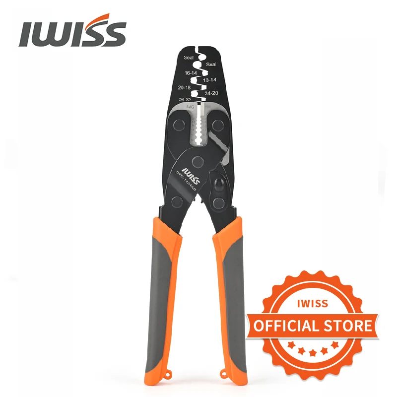 iwiss iwc1424ab terminais de friso alicate automotivo conectores a prova dautomotive agua bracadeira fio corte descascamento ferramentas multifuncionais 01