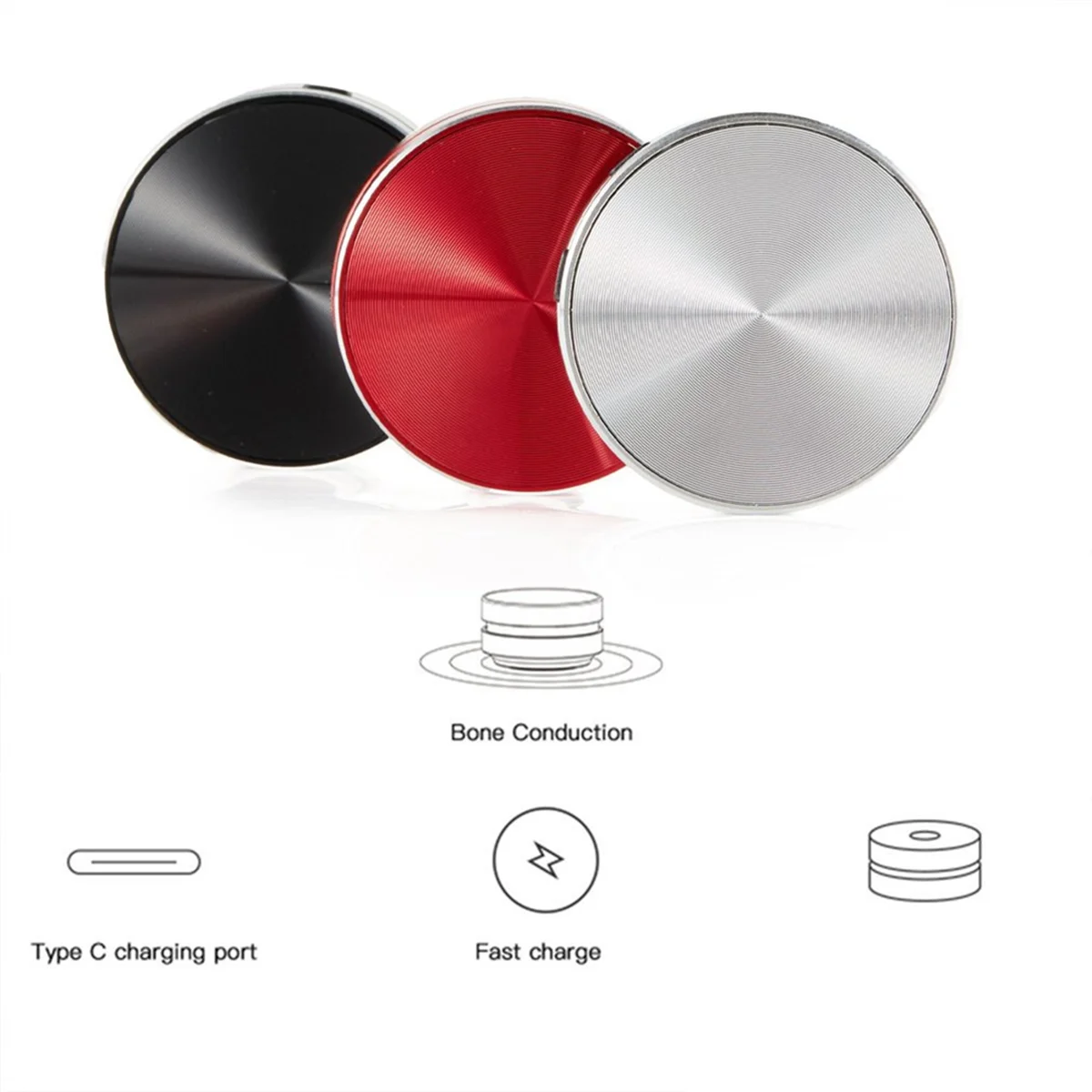 Portable Compatible Bone Conduction Speaker Stereo Sound Bluetooth Speaker(Red)