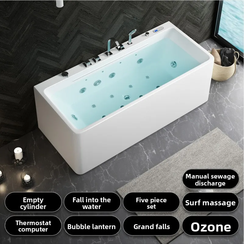 Acrylic Thermostatic Bathtub with Waterfall and Wave Effect, Suitable for Small Apartments, Hotels Homes Custom Sizes Available