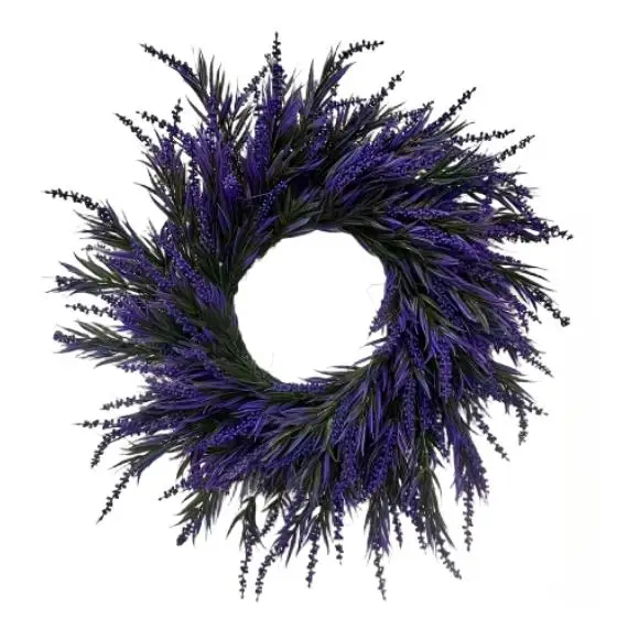 

Purple Lavender Wreath 60cm Plastic Hanging Door Wreath for Garden Patio Wall Decorative DIY Customizable Arrangement
