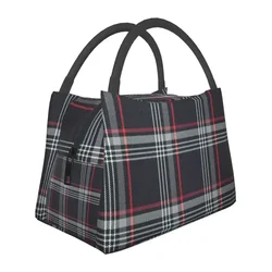 GTI Tartan Plaid Pattern Insulated Lunch Bags Women Leakproof Geometric Textured Thermal Cooler Bento Box Office Picnic Travel