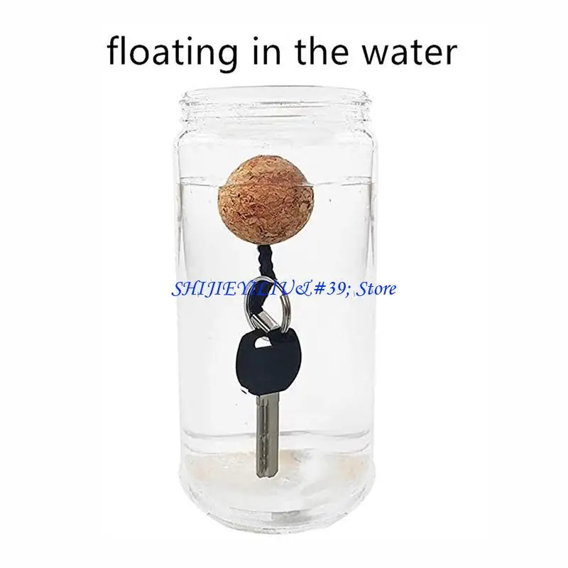E21F 2Pcs 53mm Floating Cork Ball Keyring Float Keychain Buoyant for Key Ring Marine