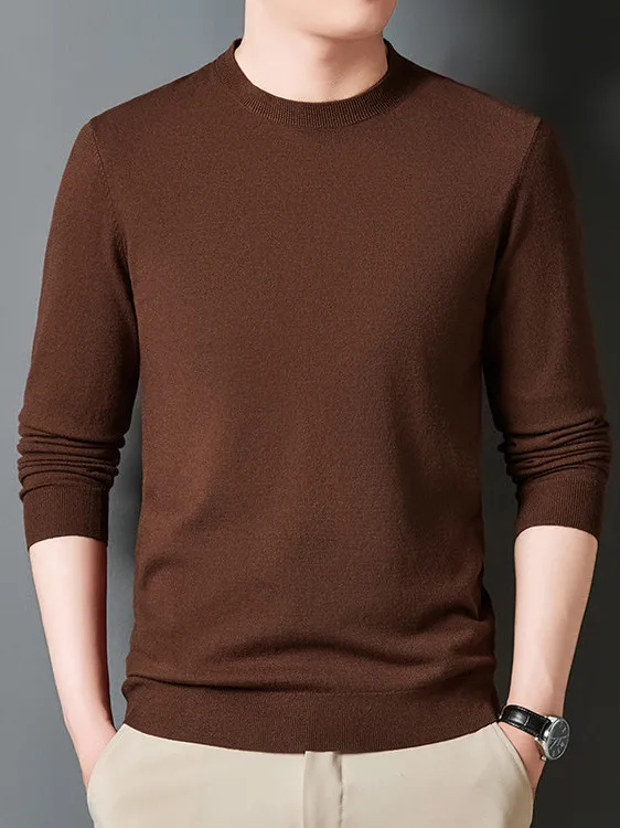 

Eordos 00 шерстяной мужской вязаный свитер круглый тонкий осенне-зимний модный базовый слой теплый топ Busin Long Sve