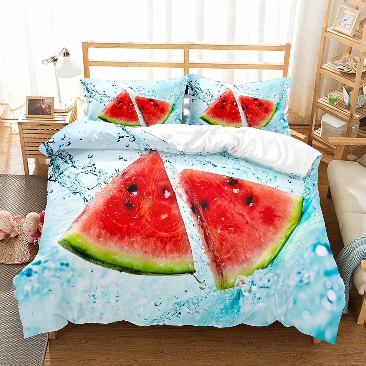 

Watermelon Duvet Cover Set Summer Theme Fresh Fruits Pattern Quilt Cover for Kids Boys Girls Bedding Set Bedroom Decor Gifts