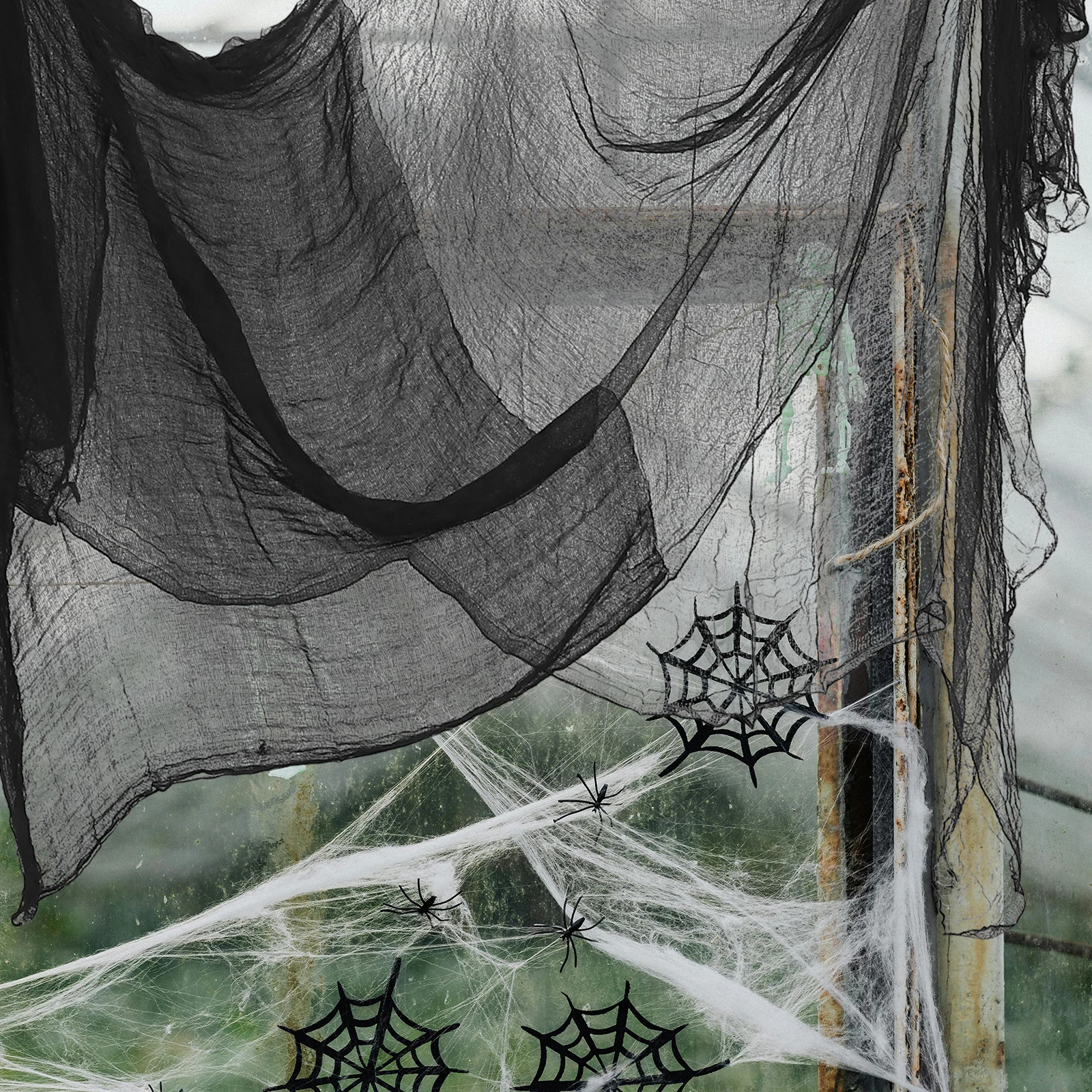 

5m Black Halloween Creepy Cloth Thick Mesh Cuttable Scary Decoration for Haunted House Patio Garden Party Supplies