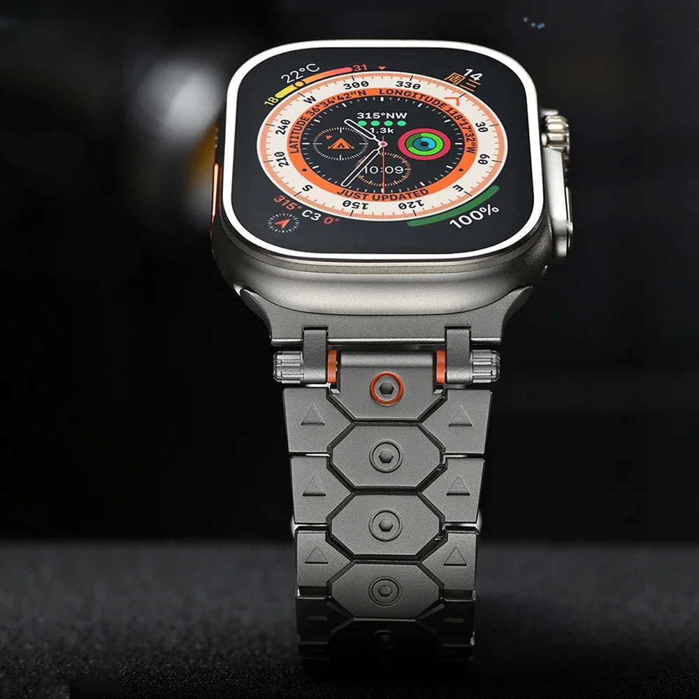 Stainless Steel Titan Strap for Apple Watch Ultra 49mm Luxury High-end Metal Watchband iwatch 10 9 8 7 6 5 4 SE Band Accessories