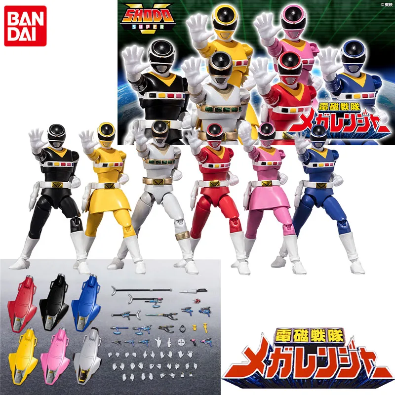 

Bandai Genuine SHODO Super Sentai Anime Figure Denji Sentai Megaranger Action Toys Boys Girls Christmas Gift Collectible Model