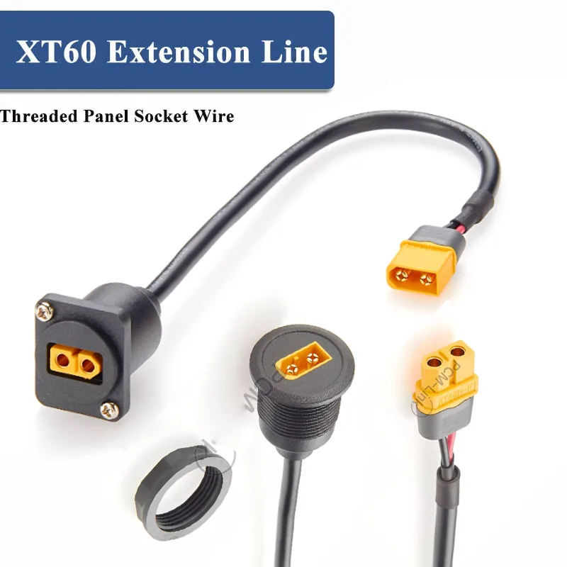 XT60 Male to Female Extension Line for Model Aircraft/drones Battery Connection Cable XT60 Circular Threaded Panel Mounting Wire