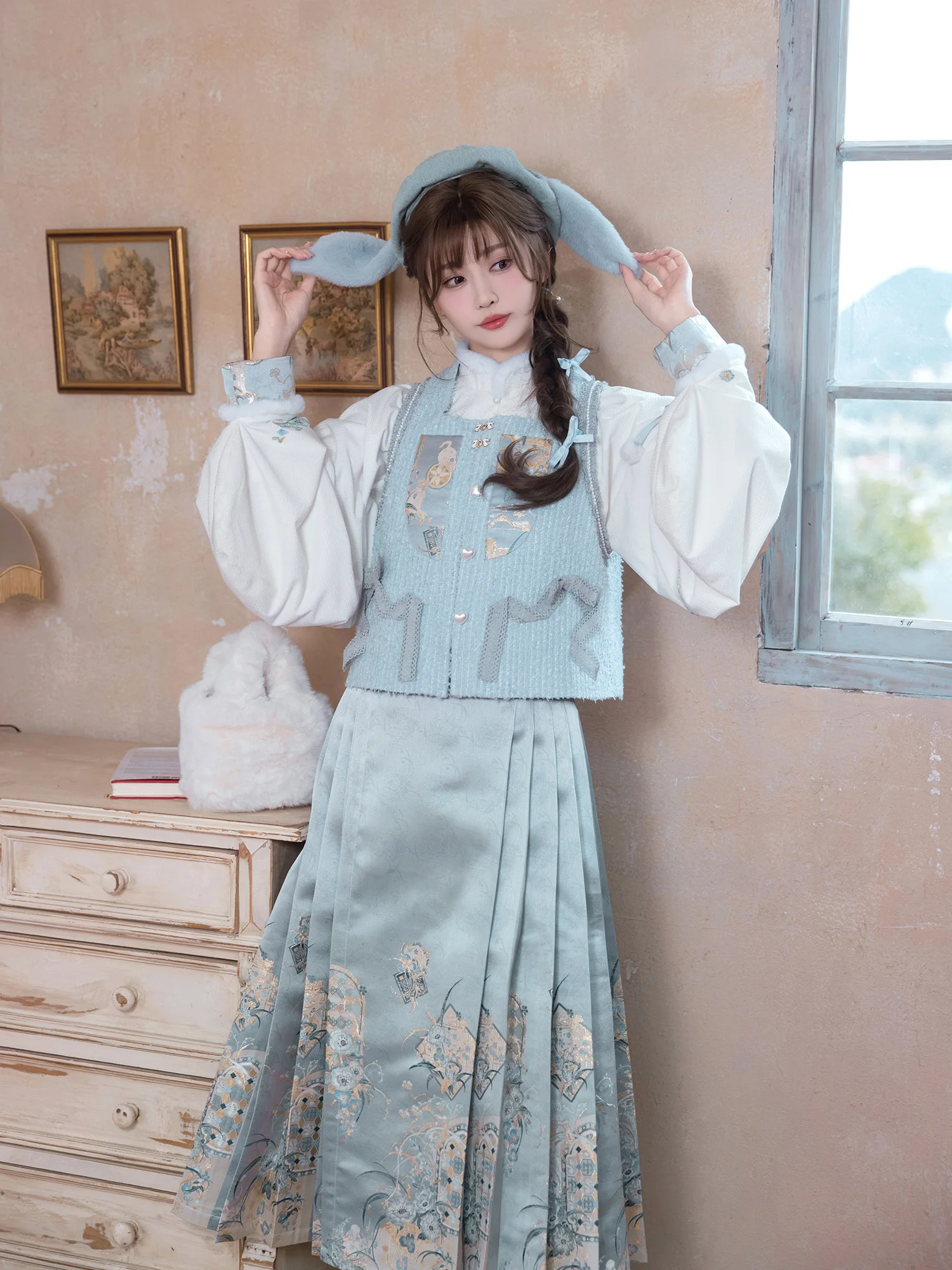 

New Arrival Hanfu Sle Tailed Skirt Set Ming Dynas Design Salted Milk Cr Autumn Winter Women's Traditional Costume