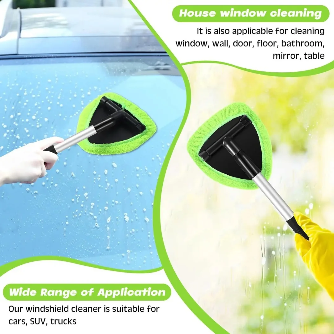 

Telescopic Microfiber Glass Car Defroster Brush, 180° Rotating Head and Retractable Handle Multi-Surface Cleaner for Windows, Mirrors, Tiles (Green)