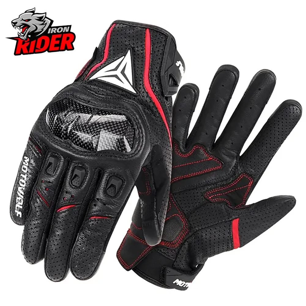 

Motorcycle Gloves Motorcycle Outdoor Gloves Men Retro Leather Gloves Anti Drop Breathable Touch Screen Full Finger Sports Gloves