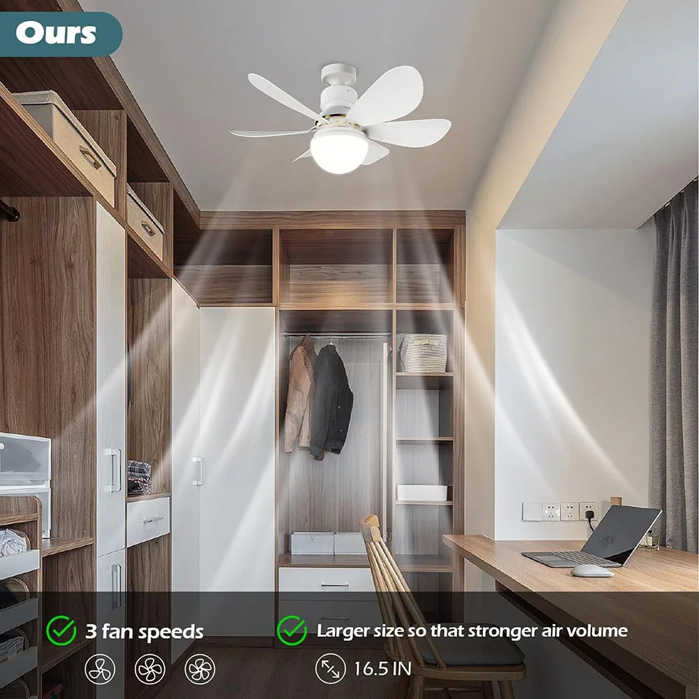 Imagem -06 - Luz Led Ventilador de Teto com Controle Remoto Adequado para Sala de Estar Quarto Cozinha Uso Doméstico 85265v E27 30w 40w 42cm 52cm