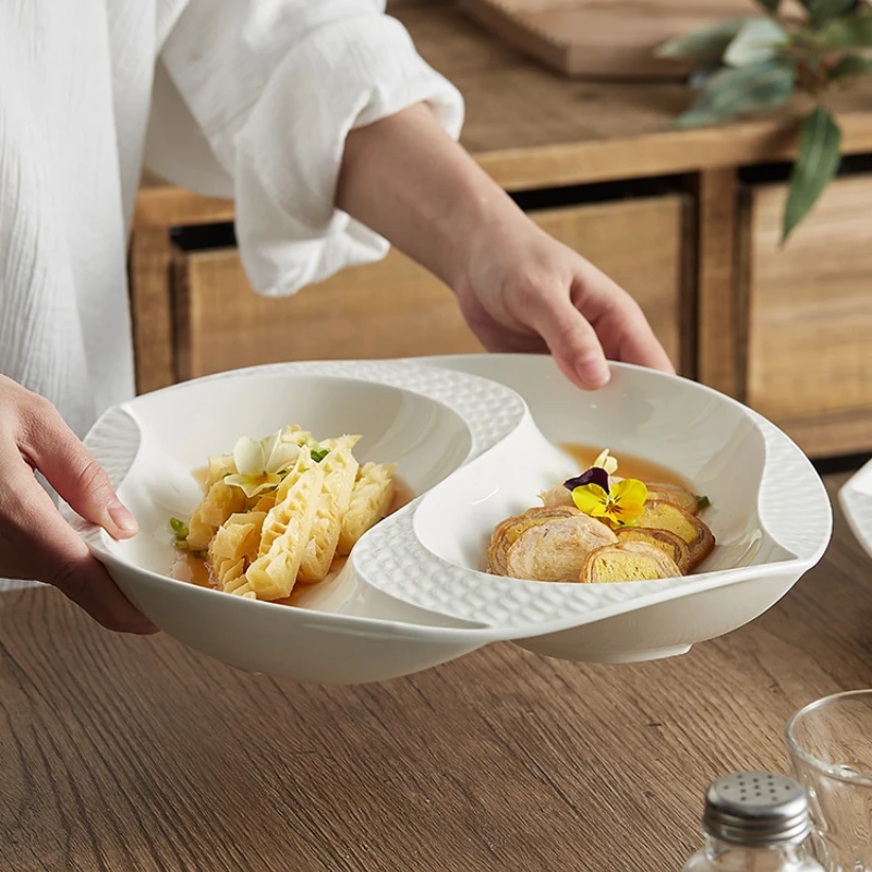 

Hotel Special Tableware Yuanyang Sashimi Ceramic Plate Home Creative High-grade Small Cold Dish Platter Commercial.