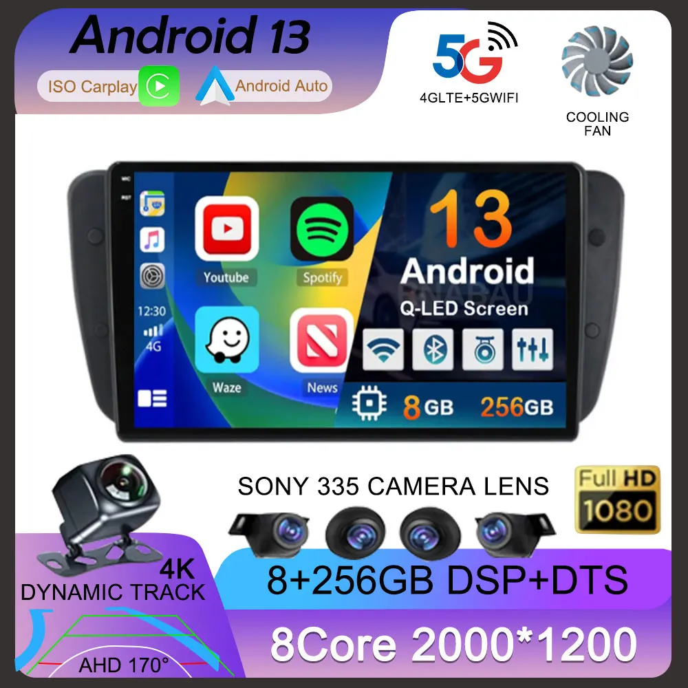 Android 13 Car Radio For Seat Ibiza MK4 6J SportCoupe Ecomotive Cupra 2009 2010 2011 2012 - 2016 Multimedia Video Player Stereo