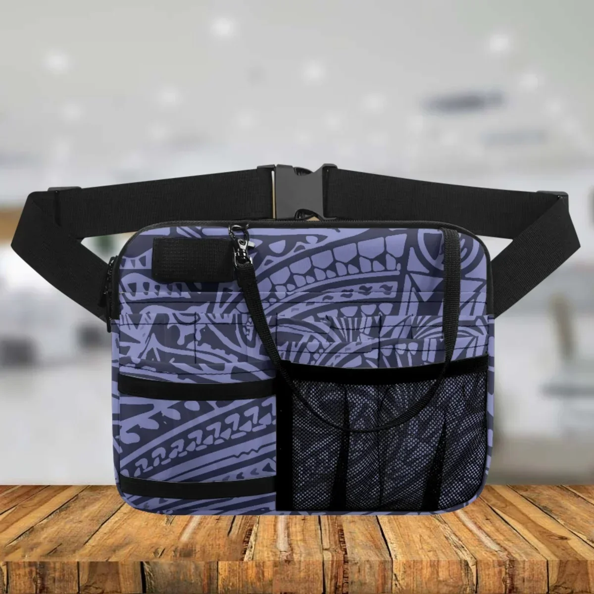 Polinésia tribal totem designer casual senhoras saco de cintura multi bolso trabalho hospitalar portátil sacos de ferramentas médicas enfermeira fanny pacote