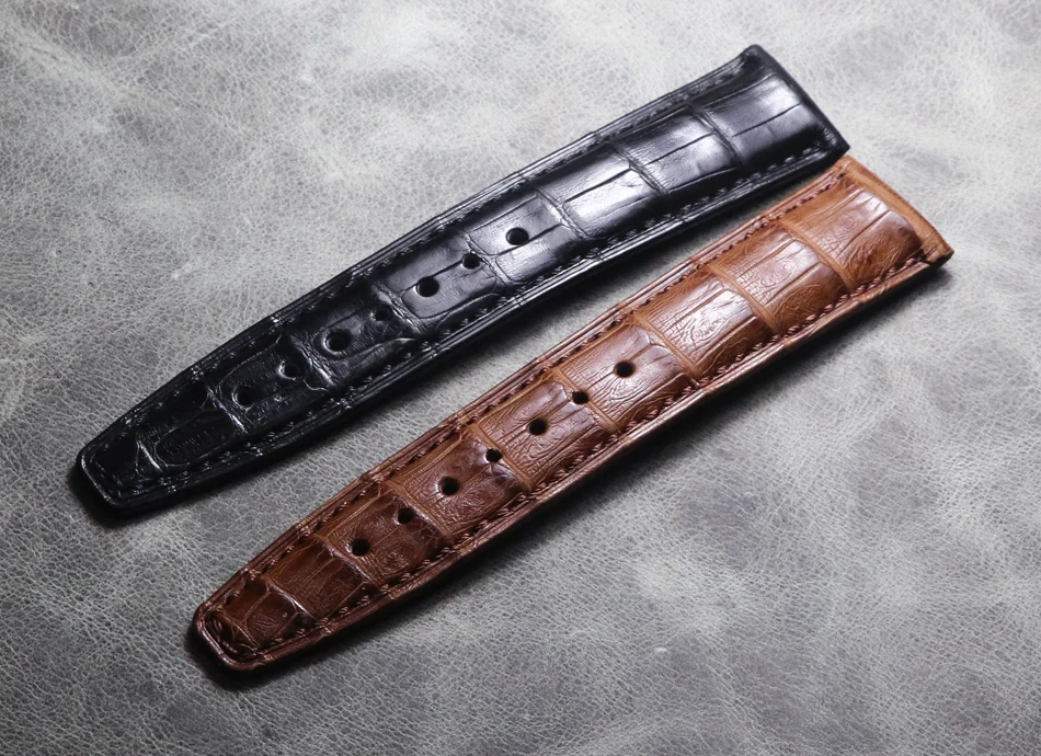 20mm 21mm 22mm Black Premium Strap Crocodile Skin Belt Genuine Leather Men\'s Replace Watchband for Portugues Pilot Wrist Bands