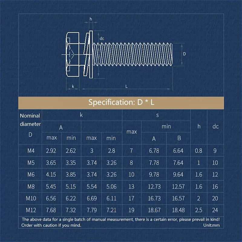 M6 M8 M10 M12 316 Stainless Steel Cut Edge Outer Hexagon External Hex Head Screw Flat Washer Spring Gasket Assemble Bolts