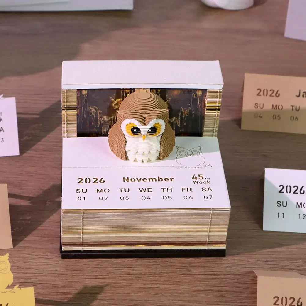 دفتر ملاحظات لاصق بزخارف تقويم النسر مع تقويم منحوت ورقي إبداعي قابل للتمزيق ومضيء على شكل وردة