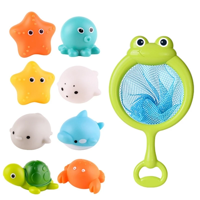 9 قطع لعبة الصيد مقاومة للماء تضيء لعبة حمام الطفل للأطفال الذين تتراوح أعمارهم بين 3+