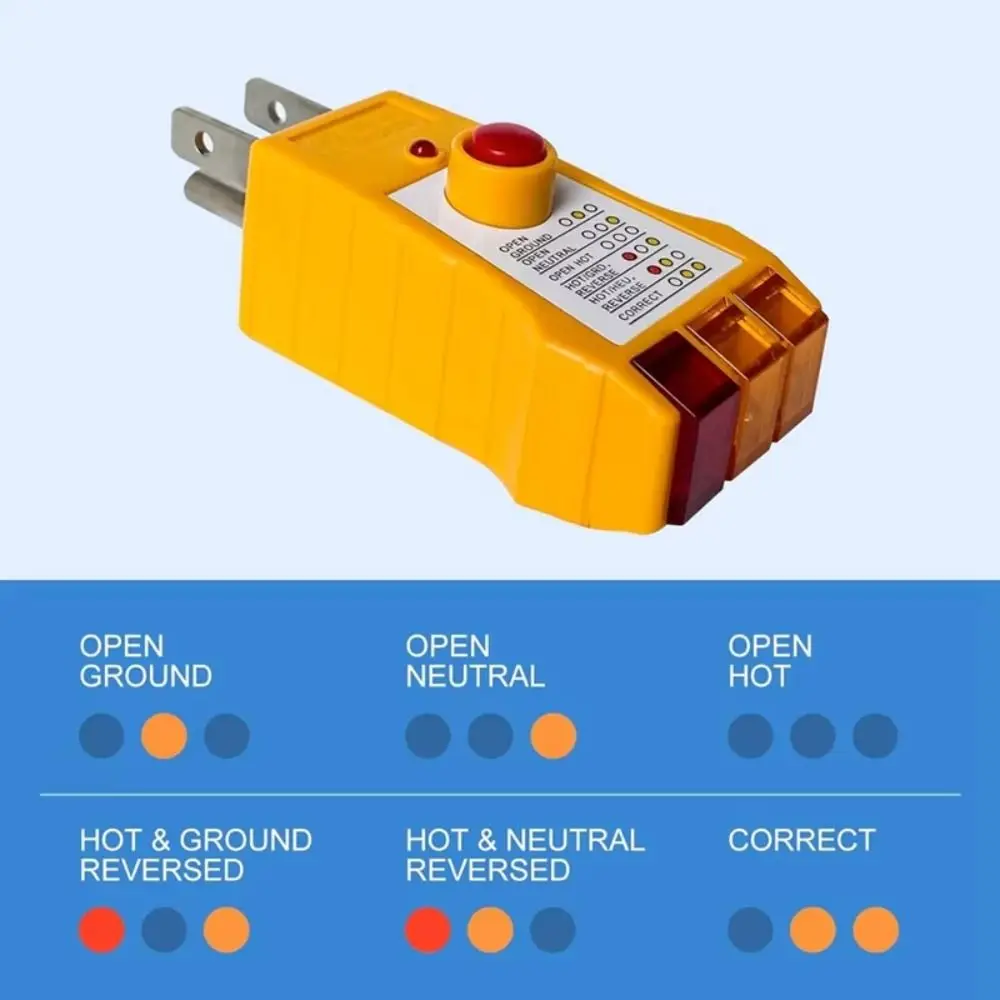 Compact Design Electrical Fault Detector Maintenance Comprehensive Wiring Check Outlet Circuit Tester Safety Checking
